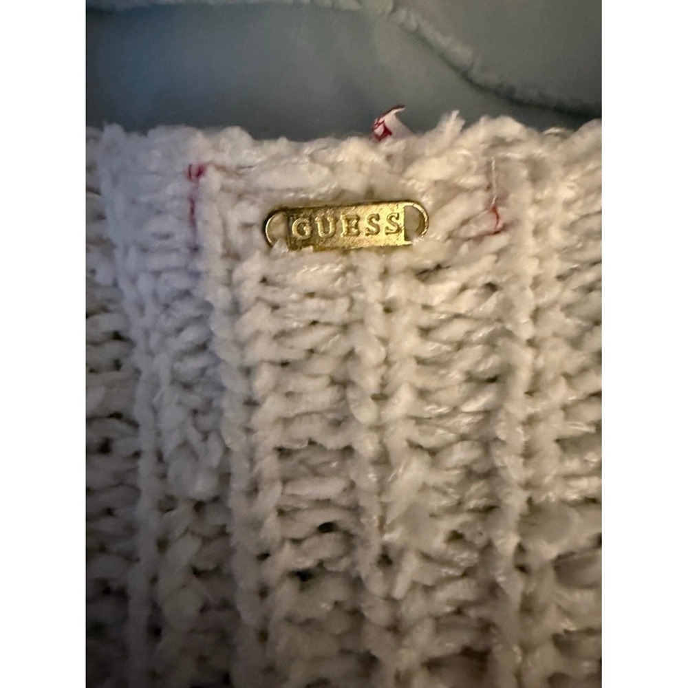 Guess Womens Cream White Cable Knit Open Front Cardigan Sweater XL NWOT - Picture 5 of 5